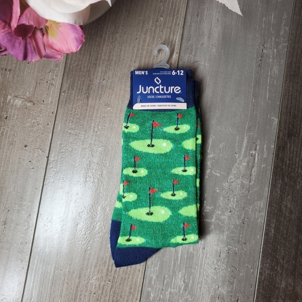 NWT Juncture Men's Novelty Casual Golf Socks Size 6-12 Green